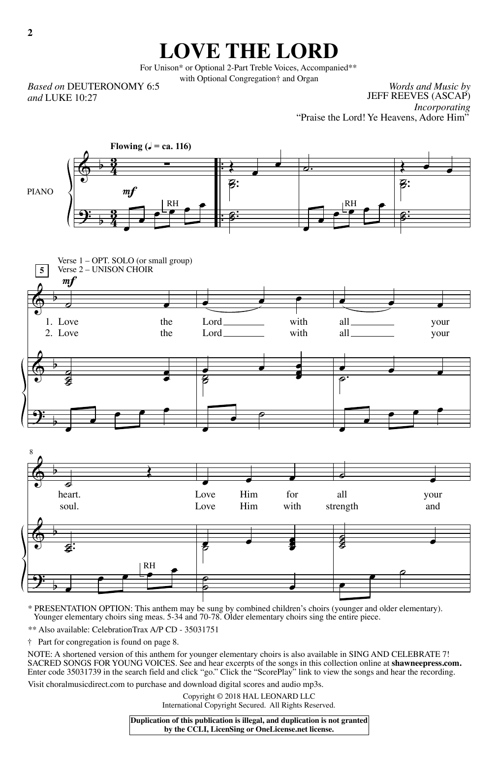 Download Jeff Reeves Love The Lord Sheet Music