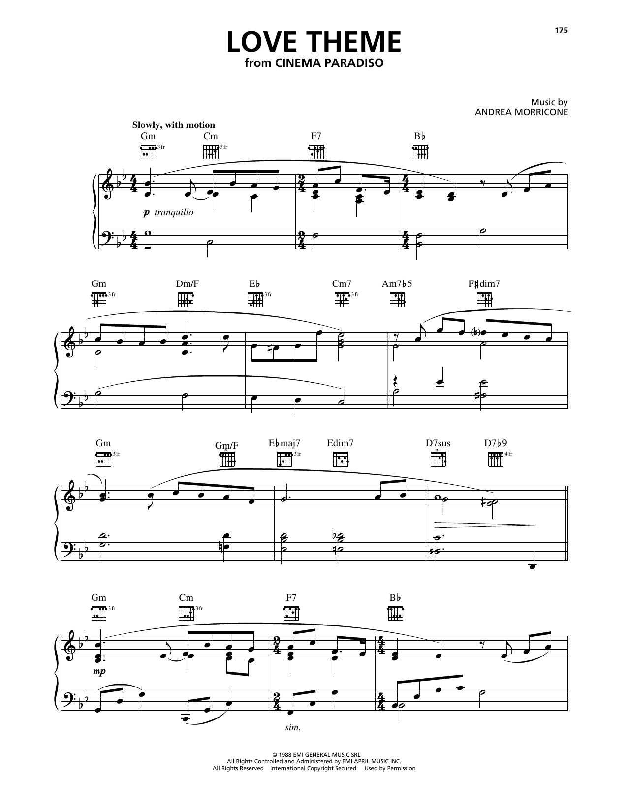 Download Ennio Morricone Love Theme (Tema D'Amore) (from Cinema Sheet Music