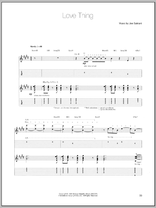 Download Joe Satriani Love Thing Sheet Music