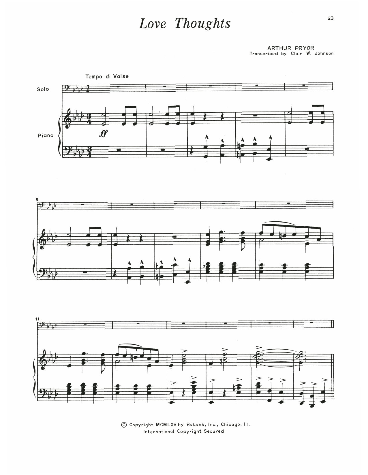 Download Arthur Pryor Love Thoughts Sheet Music