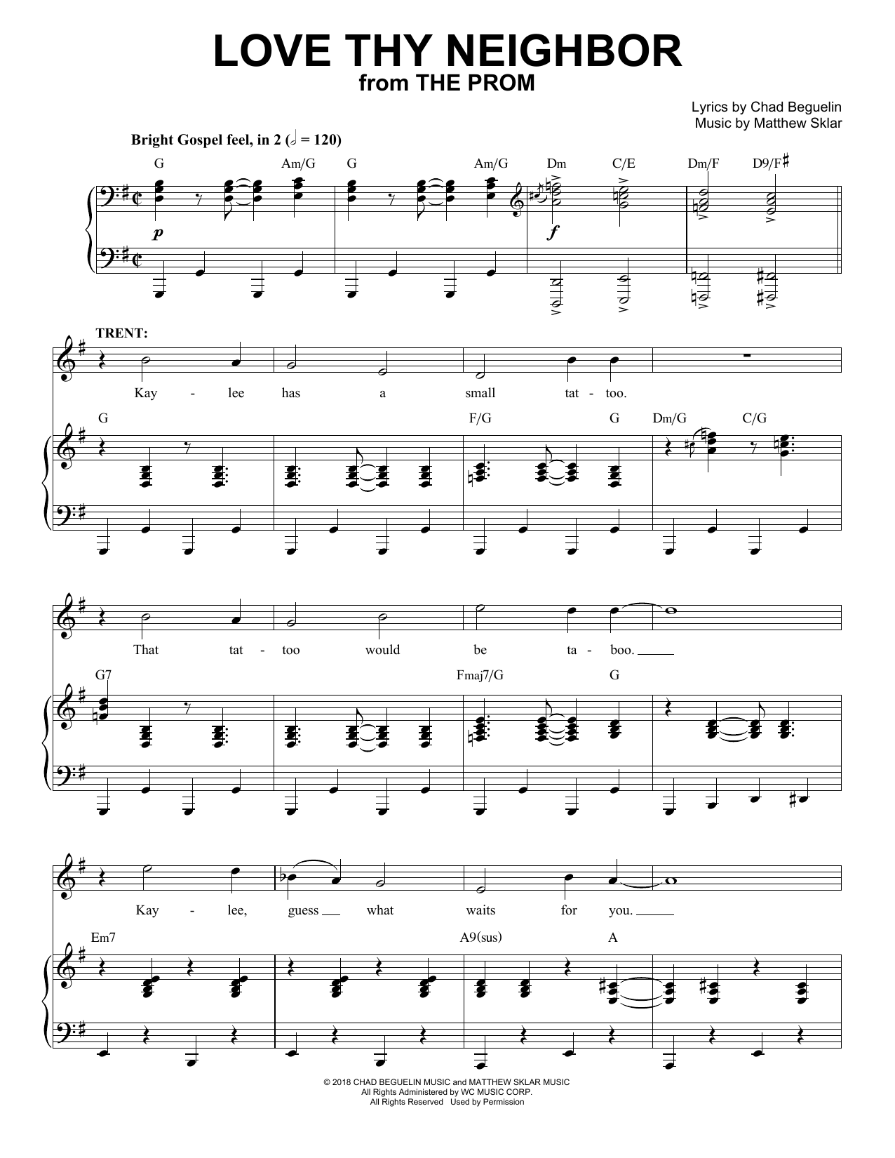 Download Matthew Sklar & Chad Beguelin Love Thy Neighbor (from The Prom: A New Sheet Music