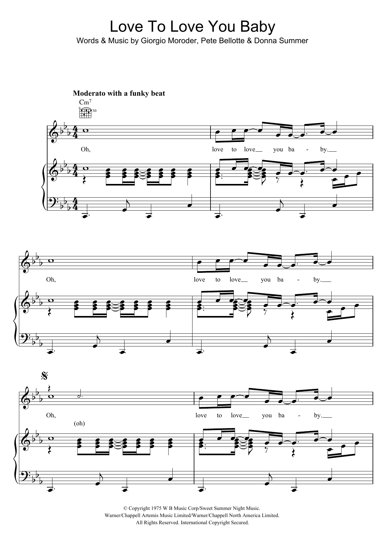 Download Donna Summer Love To Love You Baby Sheet Music
