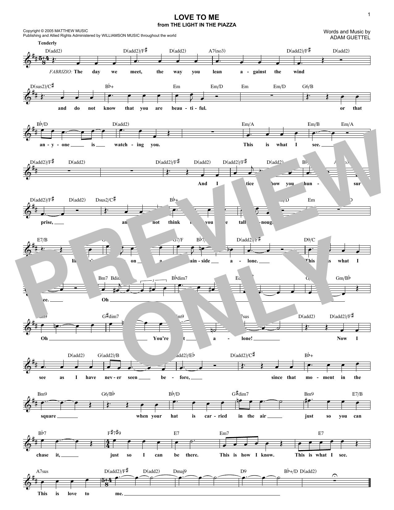 Download Adam Guettel Love To Me (from The Light In The Piazz Sheet Music