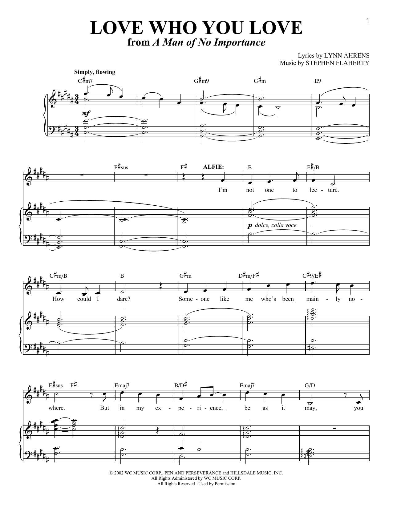 Download Stephen Flaherty Love Who You Love (from A Man of No Imp Sheet Music