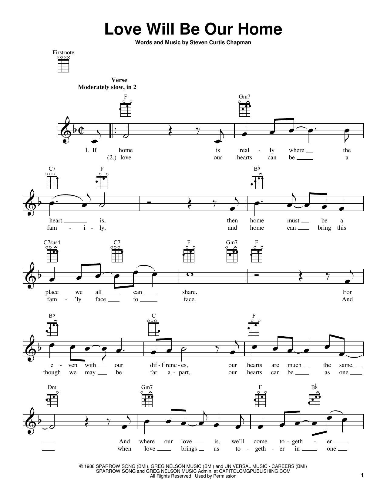 Download Steven Curtis Chapman Love Will Be Our Home Sheet Music