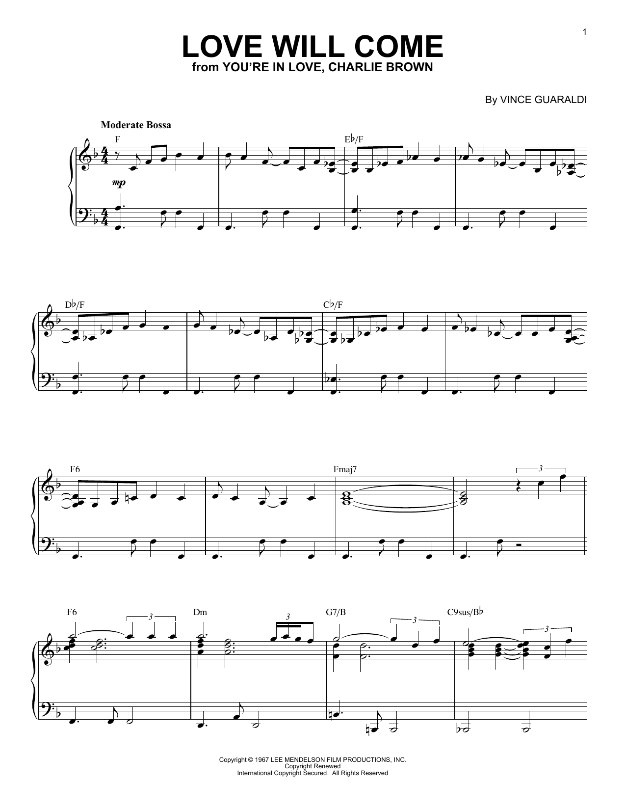 Download Vince Guaraldi Love Will Come (from You're In Love, Ch Sheet Music