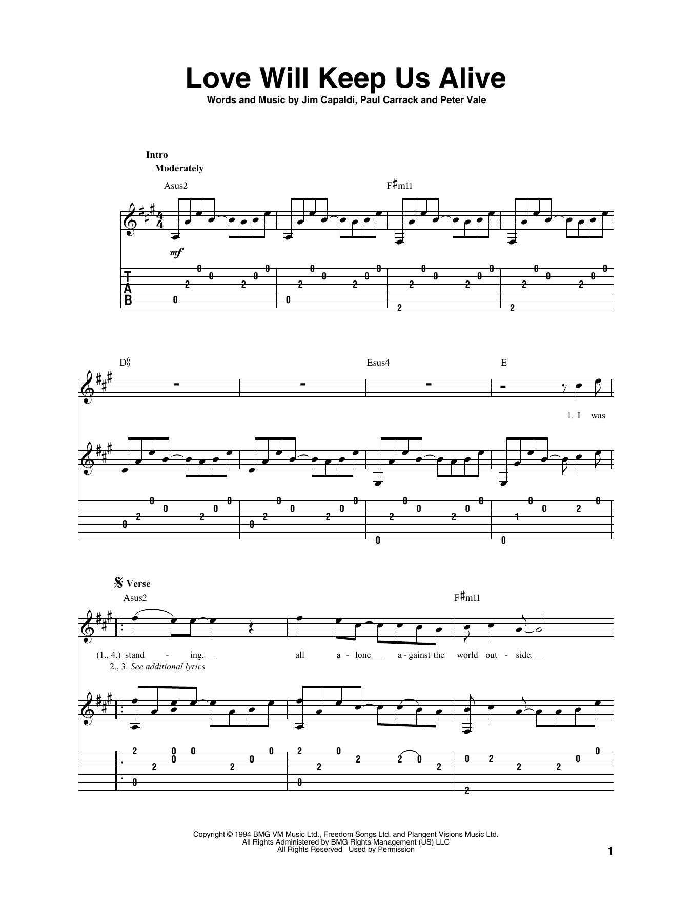 Download Eagles Love Will Keep Us Alive Sheet Music
