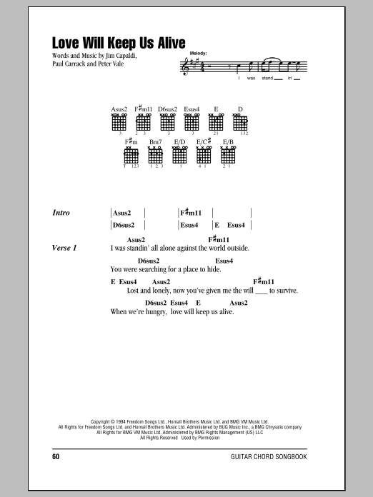 Download Eagles Love Will Keep Us Alive Sheet Music