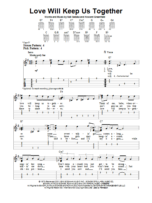 Download The Captain & Tennille Love Will Keep Us Together Sheet Music