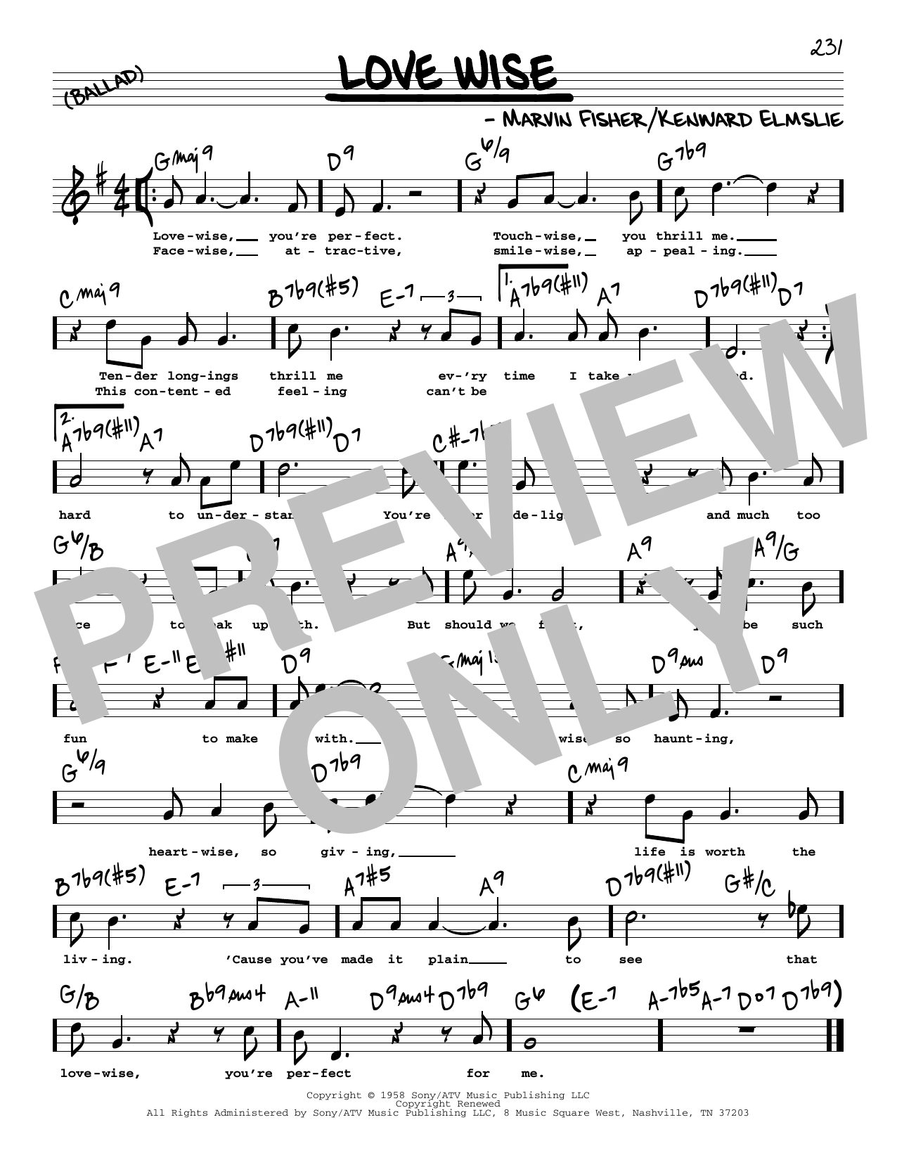 Download Marvin Fisher Love Wise (High Voice) Sheet Music