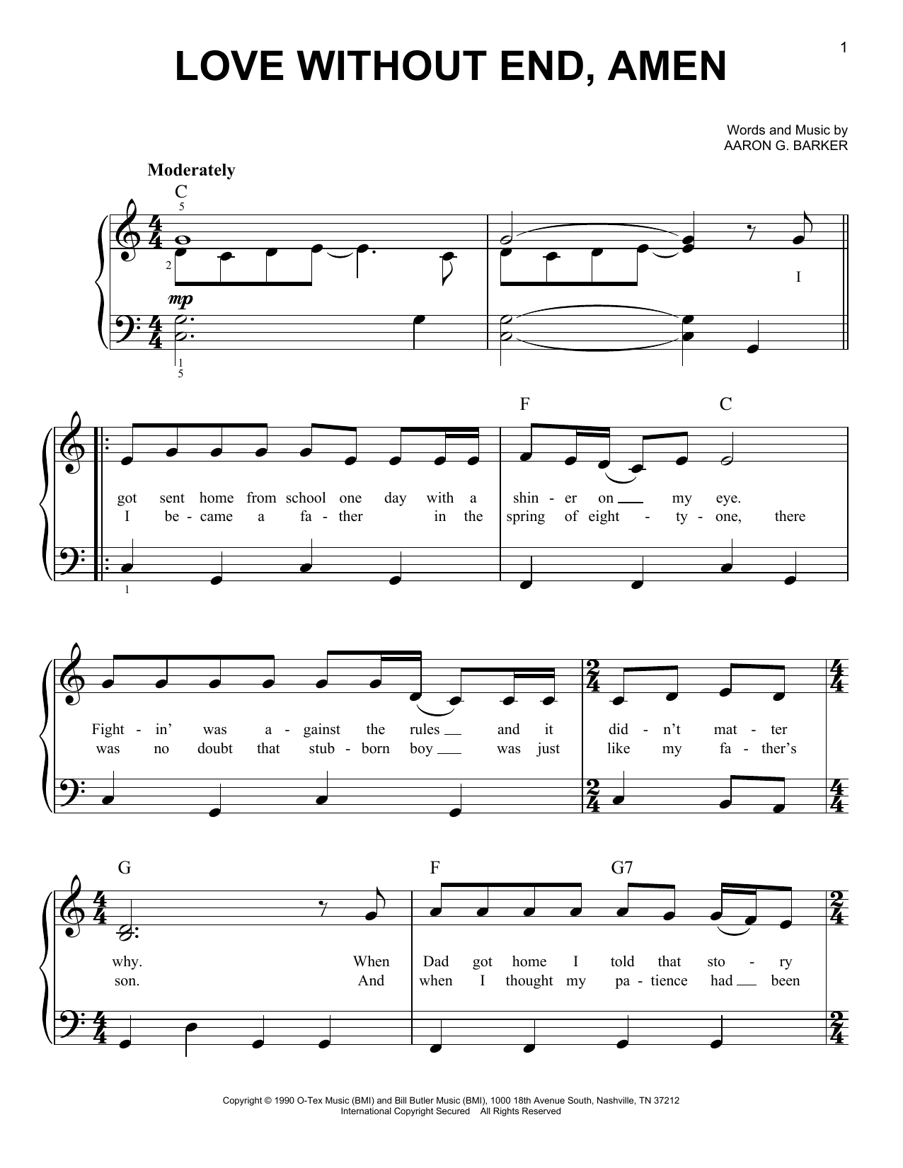 Download George Strait Love Without End, Amen Sheet Music