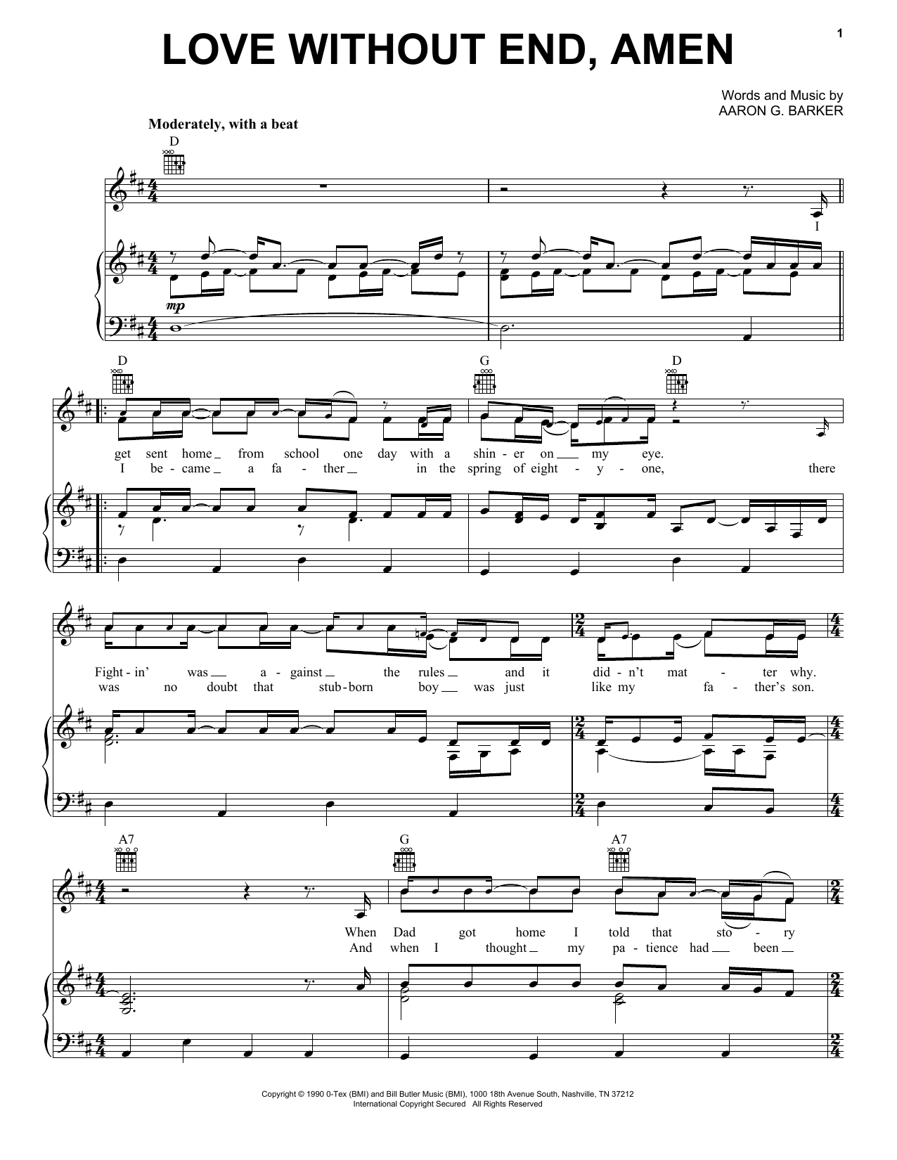 Download George Strait Love Without End, Amen Sheet Music