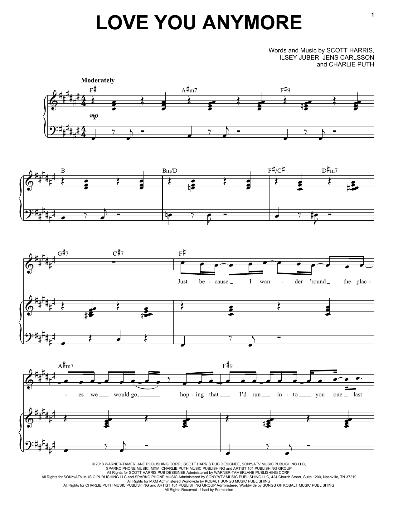 Download Michael Buble Love You Anymore Sheet Music