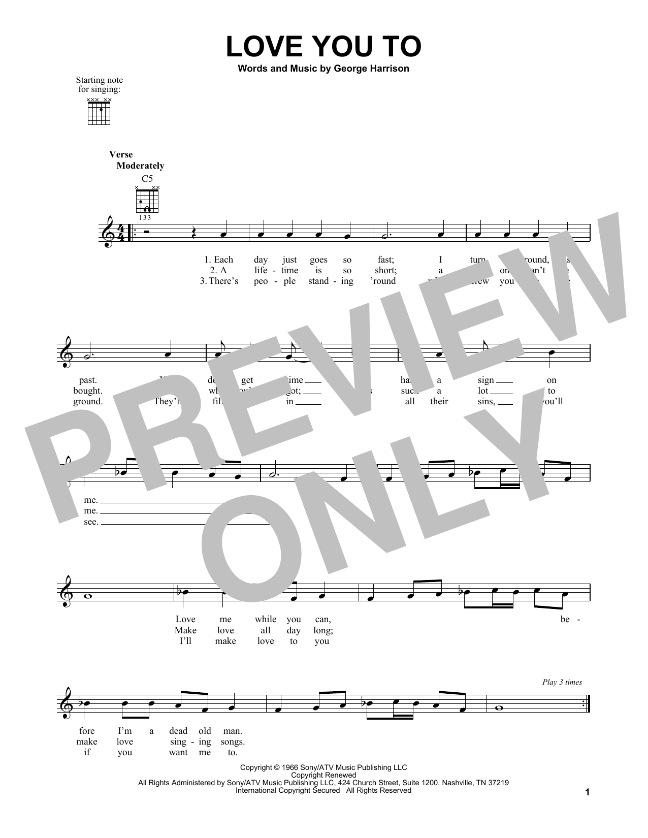 Download The Beatles Love You To Sheet Music
