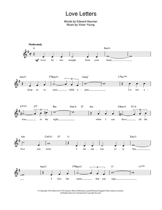 Elvis Presley Love Letters sheet music notes printable PDF score