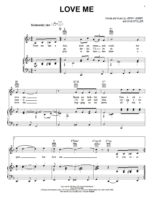 Elvis Presley Love Me sheet music notes printable PDF score
