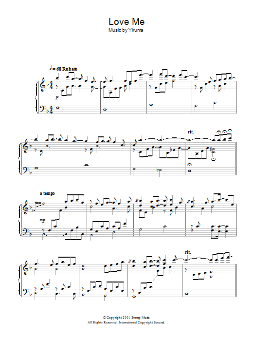 Yiruma Love Me sheet music notes printable PDF score