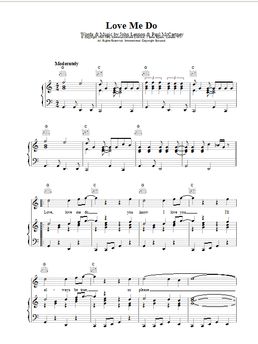 The Beatles Love Me Do sheet music notes printable PDF score