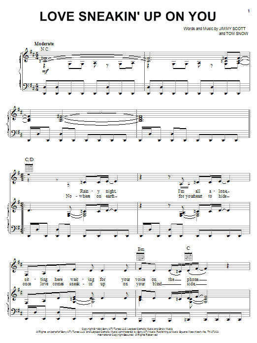 Bonnie Raitt Love Sneakin' Up On You sheet music notes printable PDF score