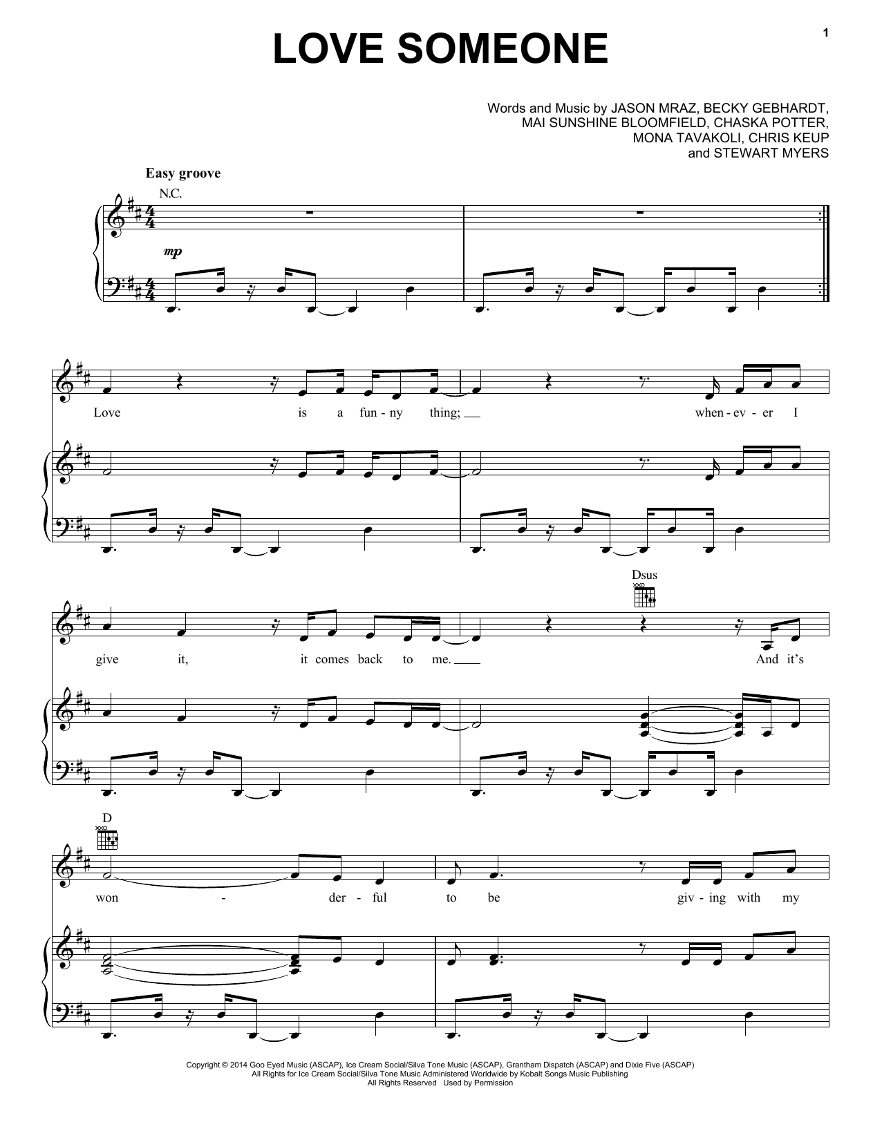 Jason Mraz Love Someone sheet music notes printable PDF score