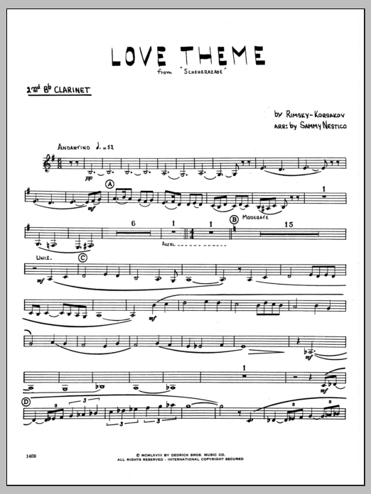 Download Sammy Nestico Love Theme From Scheherazade - 2nd Bb C Sheet Music