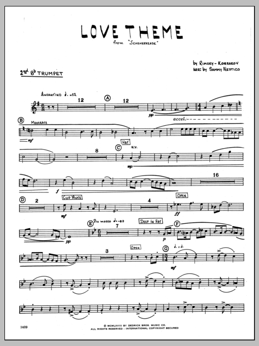 Download Sammy Nestico Love Theme From Scheherazade - 2nd Bb T Sheet Music