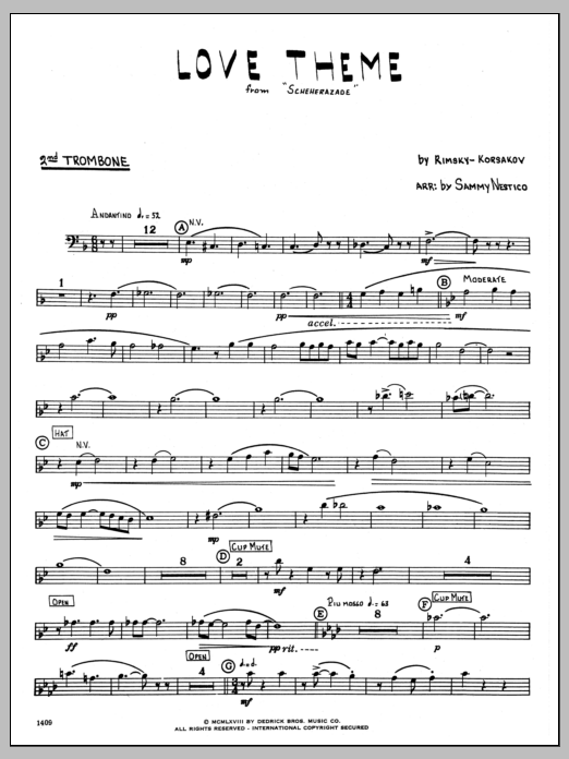 Download Sammy Nestico Love Theme From Scheherazade - 2nd Trom Sheet Music