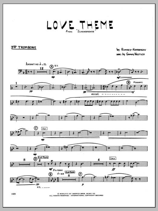 Download Sammy Nestico Love Theme From Scheherazade - 3rd Trom Sheet Music