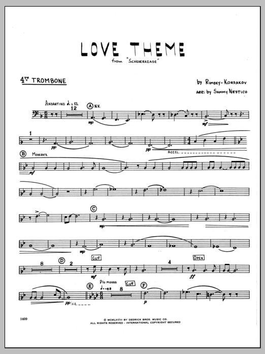 Download Sammy Nestico Love Theme From Scheherazade - 4th Trom Sheet Music