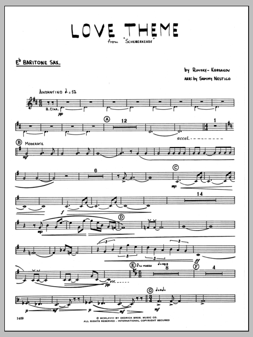 Download Sammy Nestico Love Theme From Scheherazade - Baritone Sheet Music