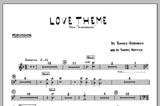 Download Sammy Nestico Love Theme From Scheherazade - Percussi Sheet Music