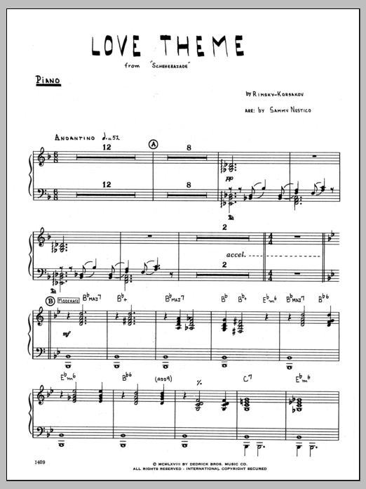 Download Sammy Nestico Love Theme From Scheherazade - Piano Sheet Music