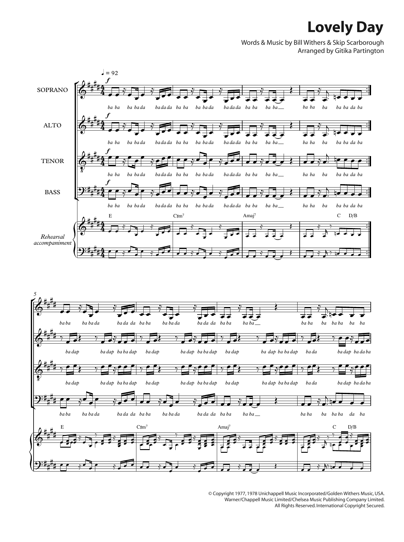 Download Bill Withers Lovely Day (arr. Gitika Partington) Sheet Music