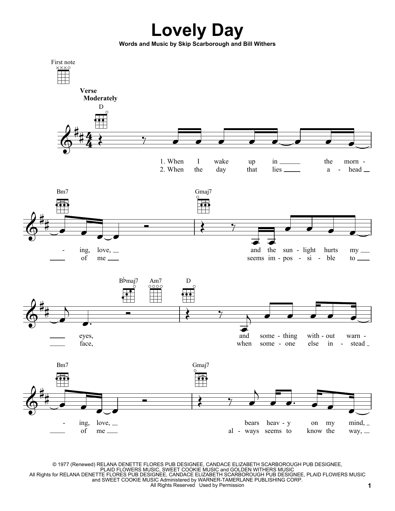 Download Bill Withers Lovely Day Sheet Music