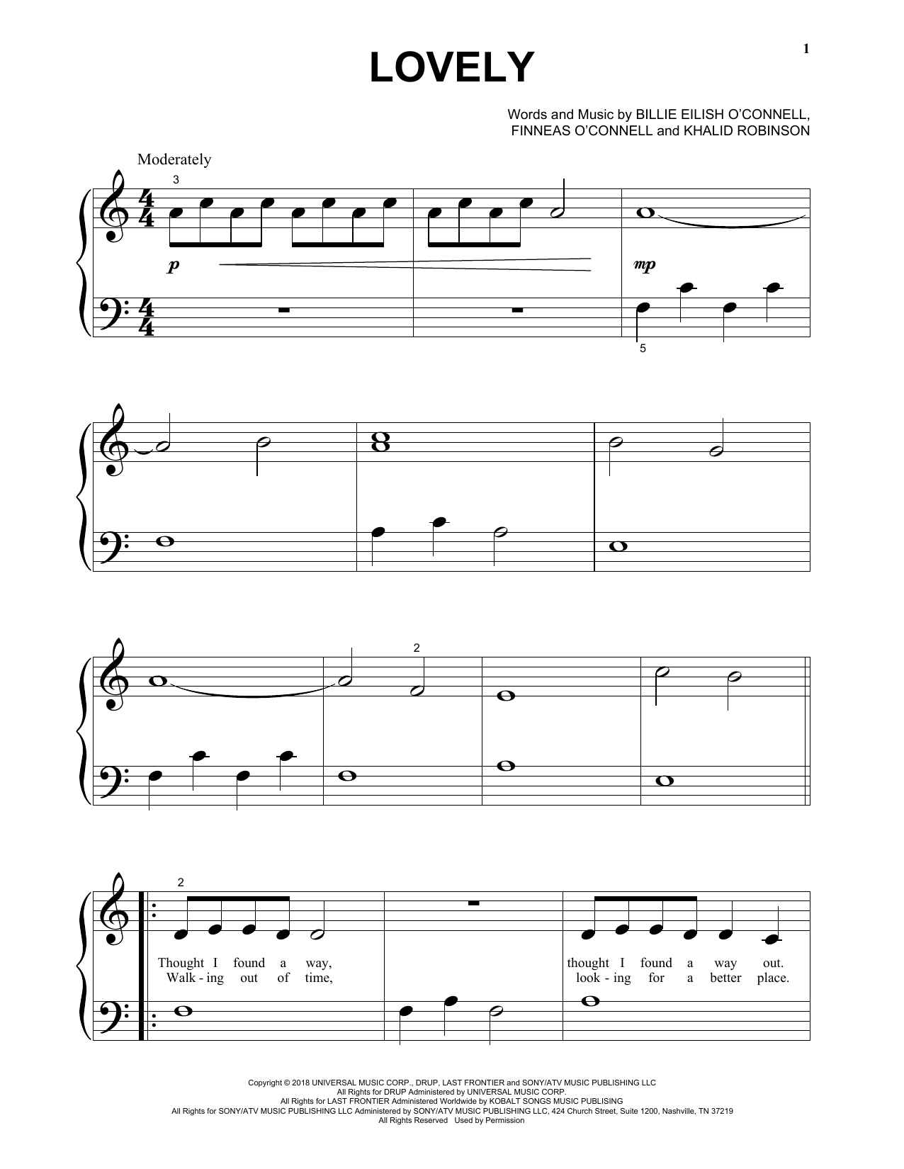 Download Billie Eilish lovely (from 13 Reasons Why) Sheet Music