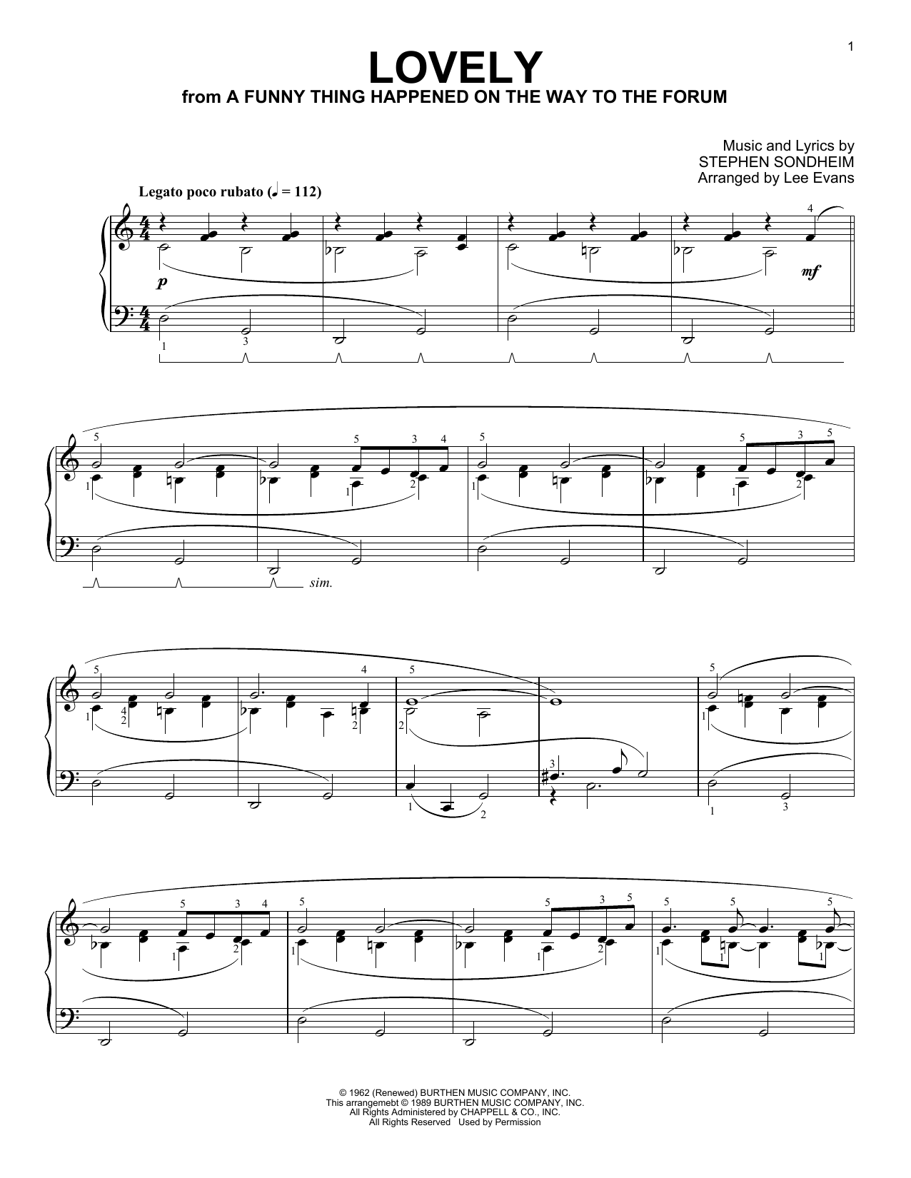 Download Stephen Sondheim Lovely (from A Funny Thing Happened On Sheet Music