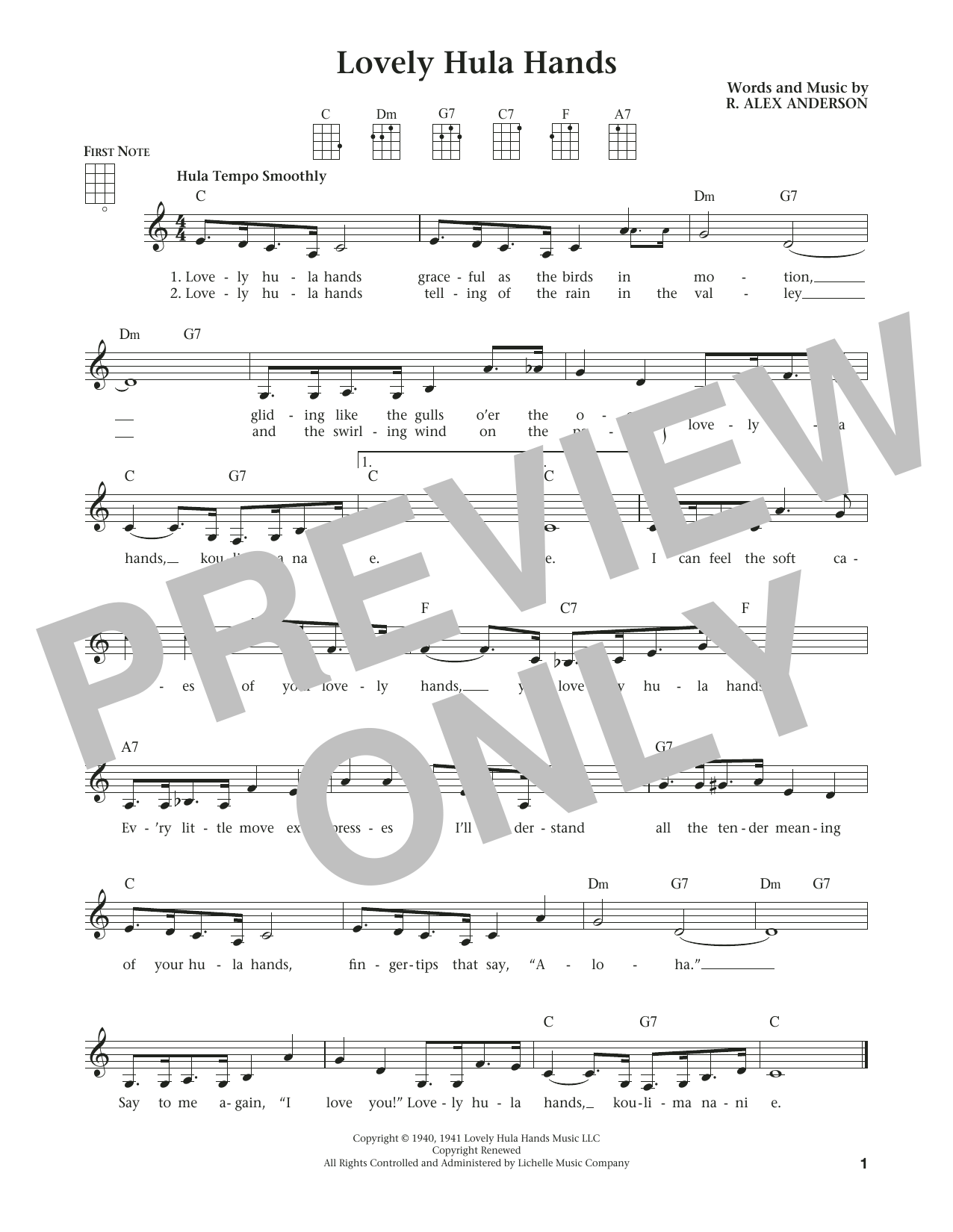 Download R. Alex Anderson Lovely Hula Hands (from The Daily Ukule Sheet Music