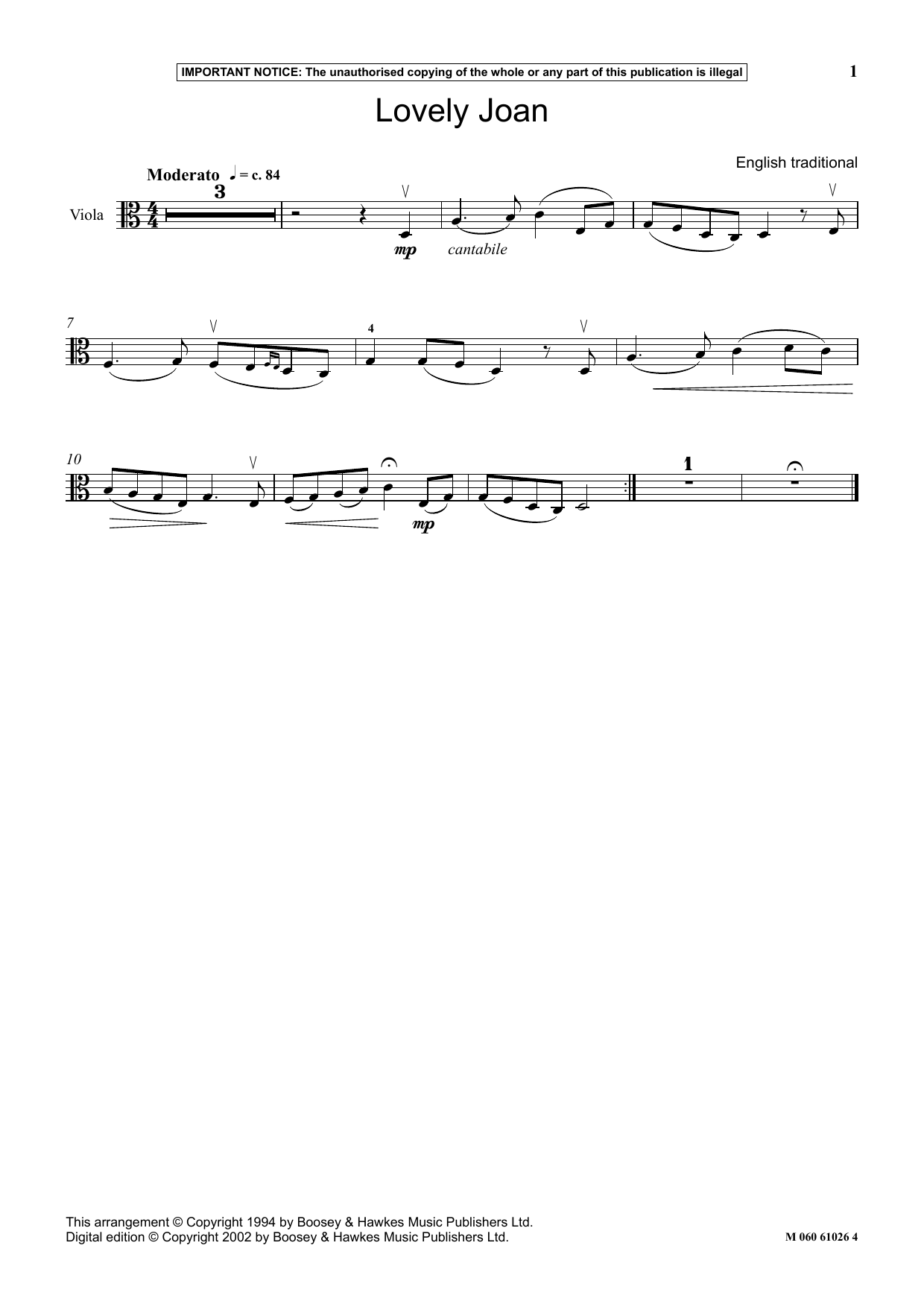 Download English Traditional Lovely Joan Sheet Music