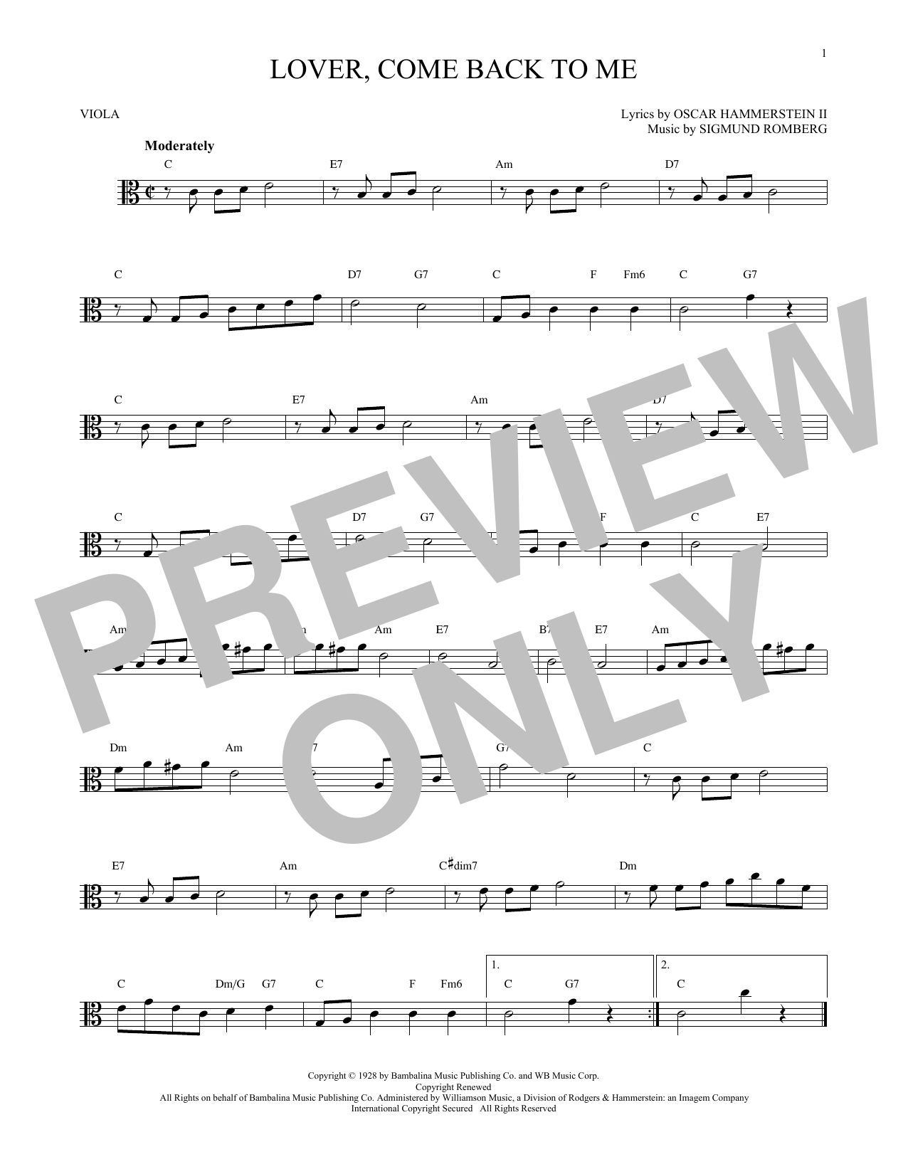 Download Oscar Hammerstein II Lover, Come Back To Me Sheet Music