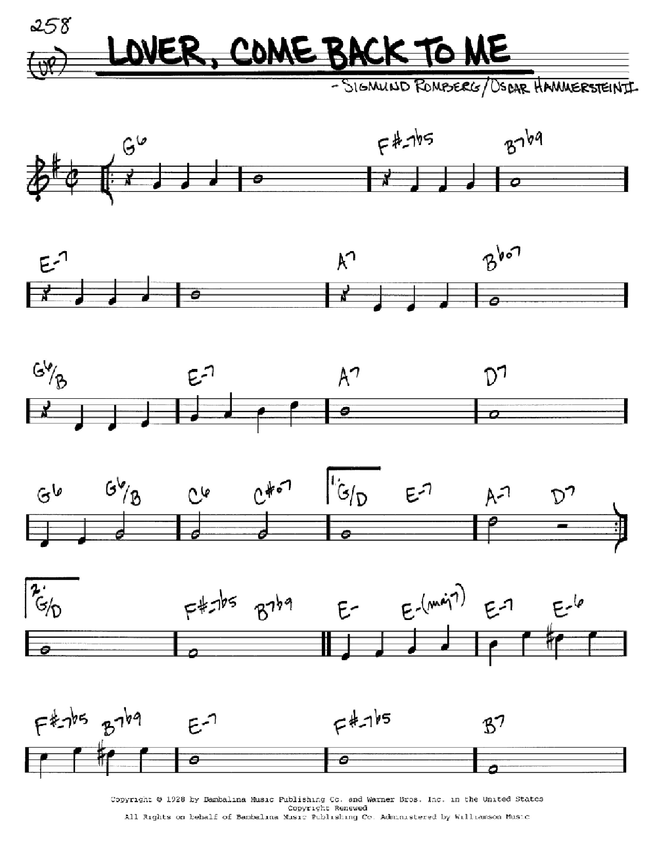 Download Sigmund Romberg Lover, Come Back To Me Sheet Music