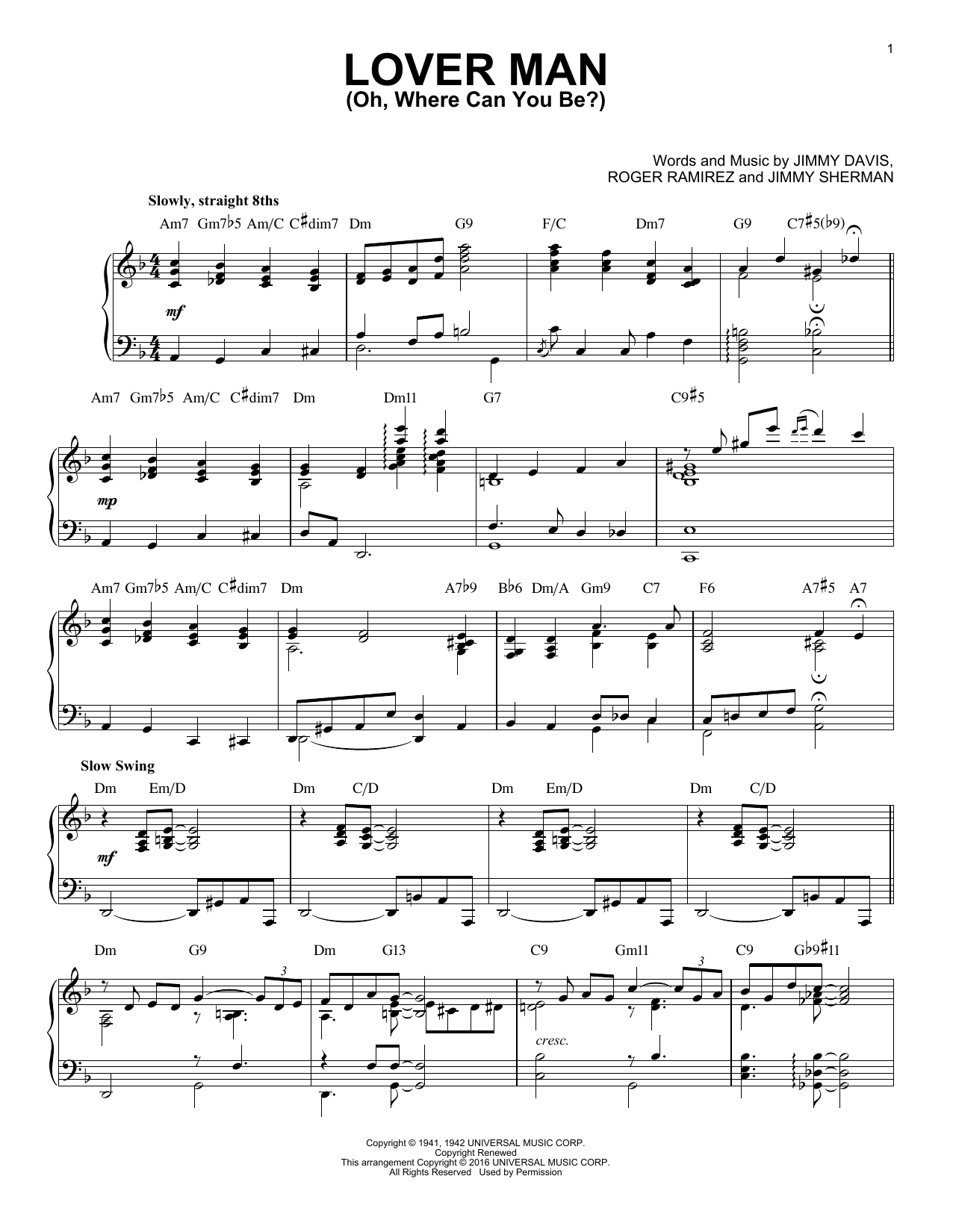 Download Billie Holiday Lover Man (Oh, Where Can You Be?) (arr. Sheet Music