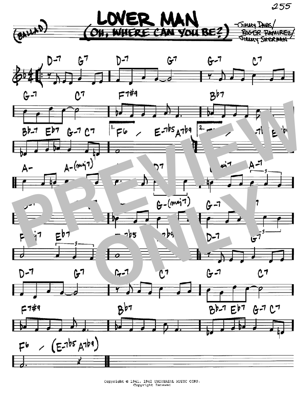 Download Billie Holiday Lover Man (Oh, Where Can You Be?) Sheet Music