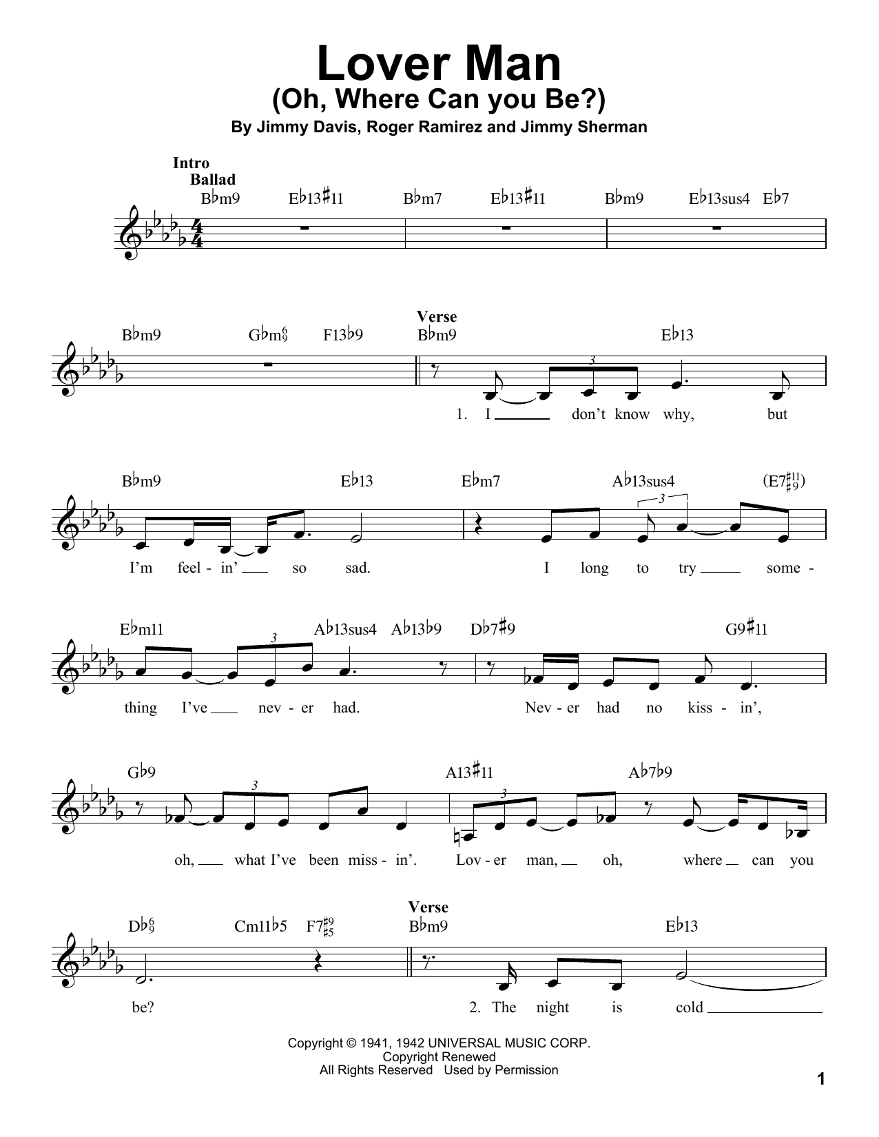 Download Jimmy Sherman Lover Man (Oh, Where Can You Be?) Sheet Music
