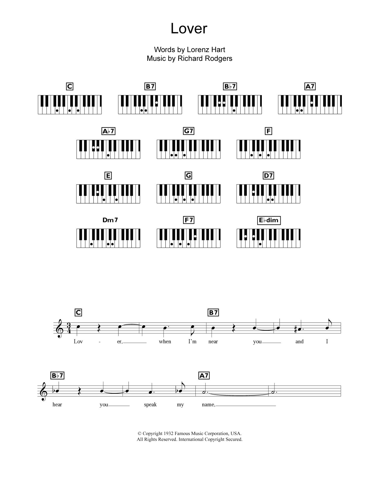 Download Richard Rodgers Lover Sheet Music