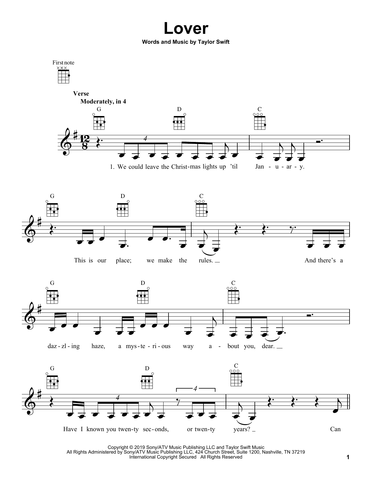 Download Taylor Swift Lover Sheet Music
