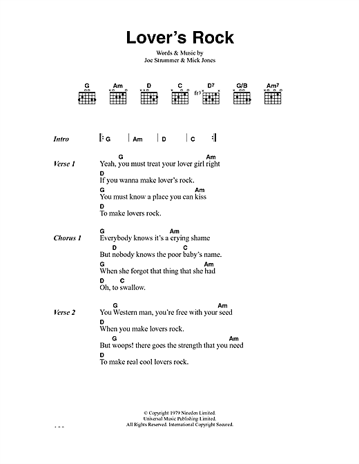 Download The Clash Lover's Rock Sheet Music