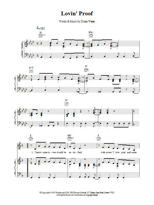 Celine Dion Lovin' Proof sheet music notes printable PDF score