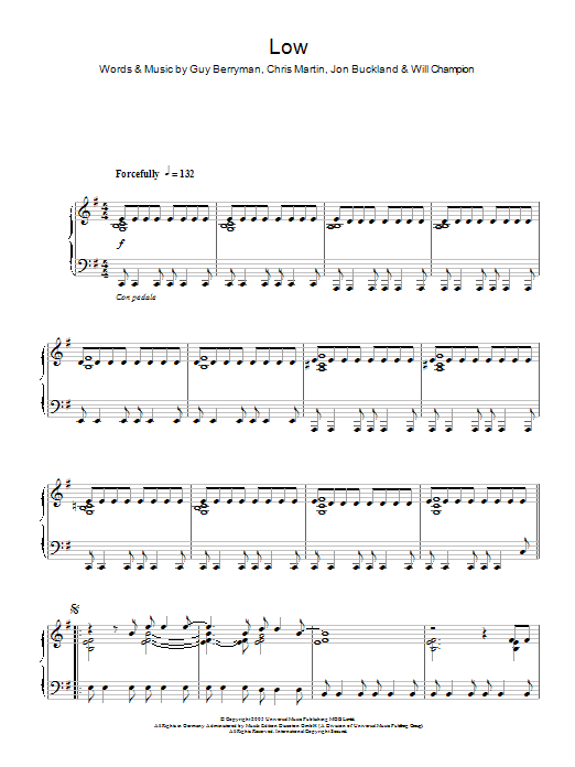 Download Coldplay Low Sheet Music