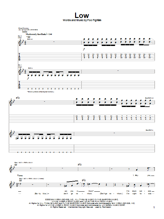 Download Foo Fighters Low Sheet Music