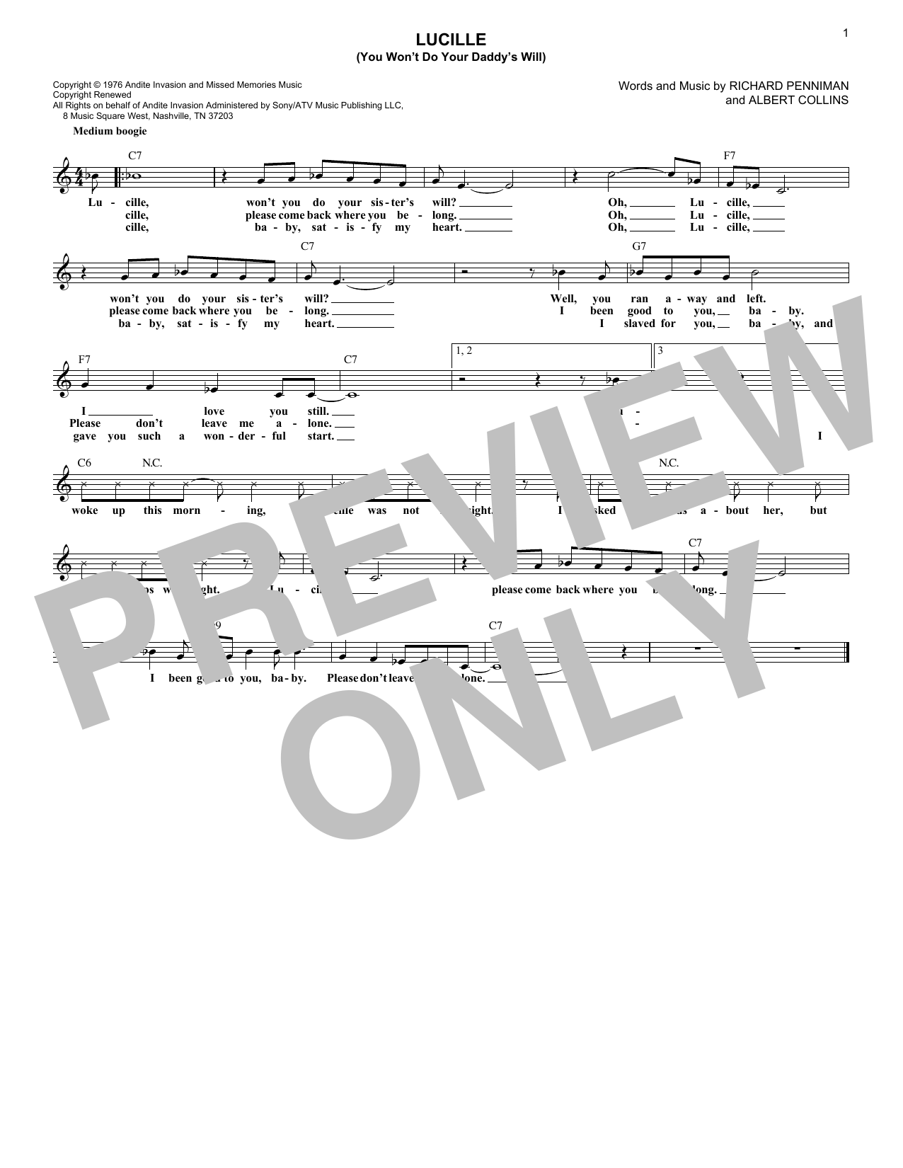 Download Little Richard Lucille (You Won't Do Your Daddy's Will Sheet Music